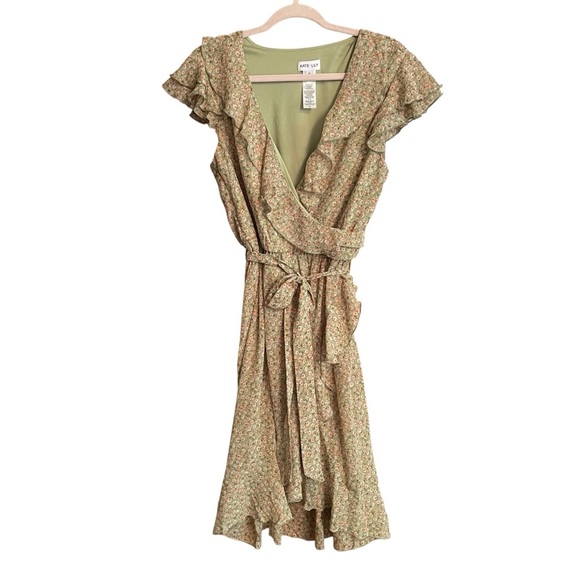 Kate Lily Summery Garden Dress-Ruffles-Faux Wrap-UK 14-US 10-Surplice Neck - Picture 2 of 11